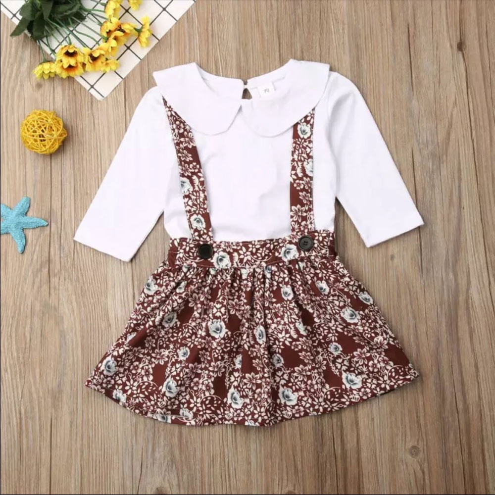 Two piece set with strap Floral skirt